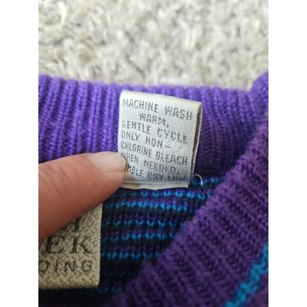 Vintage Ash Creek Trading Sweater Mens Large Grandpa Style 90s Purple Blue